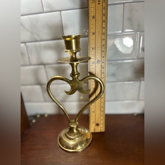 Vintage Brass Heart Candlestick - Picture 8 of 9
